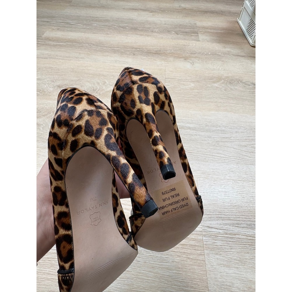 Ann Taylor Leopard Print Calf Hair d'Orsay Pumps Pointed Toe Stiletto Heels 7 - Picture 4 of 6